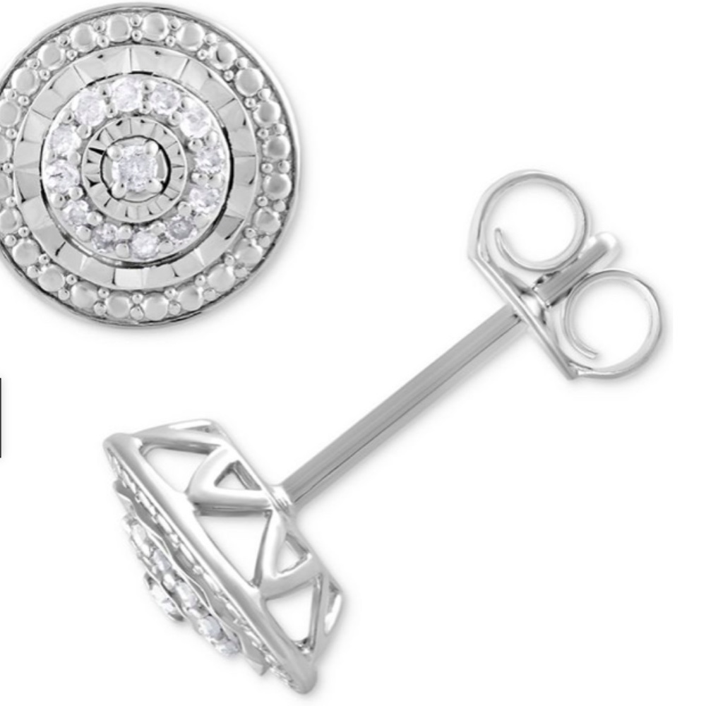 Diamond Multi-Halo Stud Earrings (1/10 ct. t.w.) in Sterling Silver